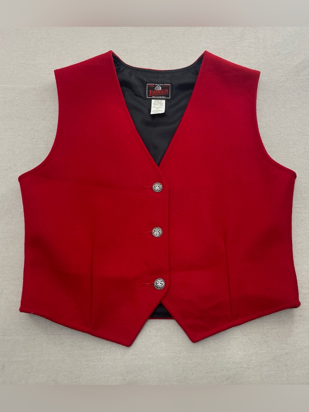 VTG Johnson Woolen Mills Red Wool Vest Luxury Warm Vermont Country Gentleman S